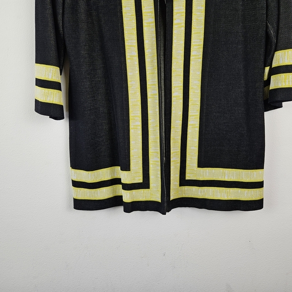 Misook Black Yellow Trim Sweater Jacket Cardigan Size M NWT - Picture 2 of 8